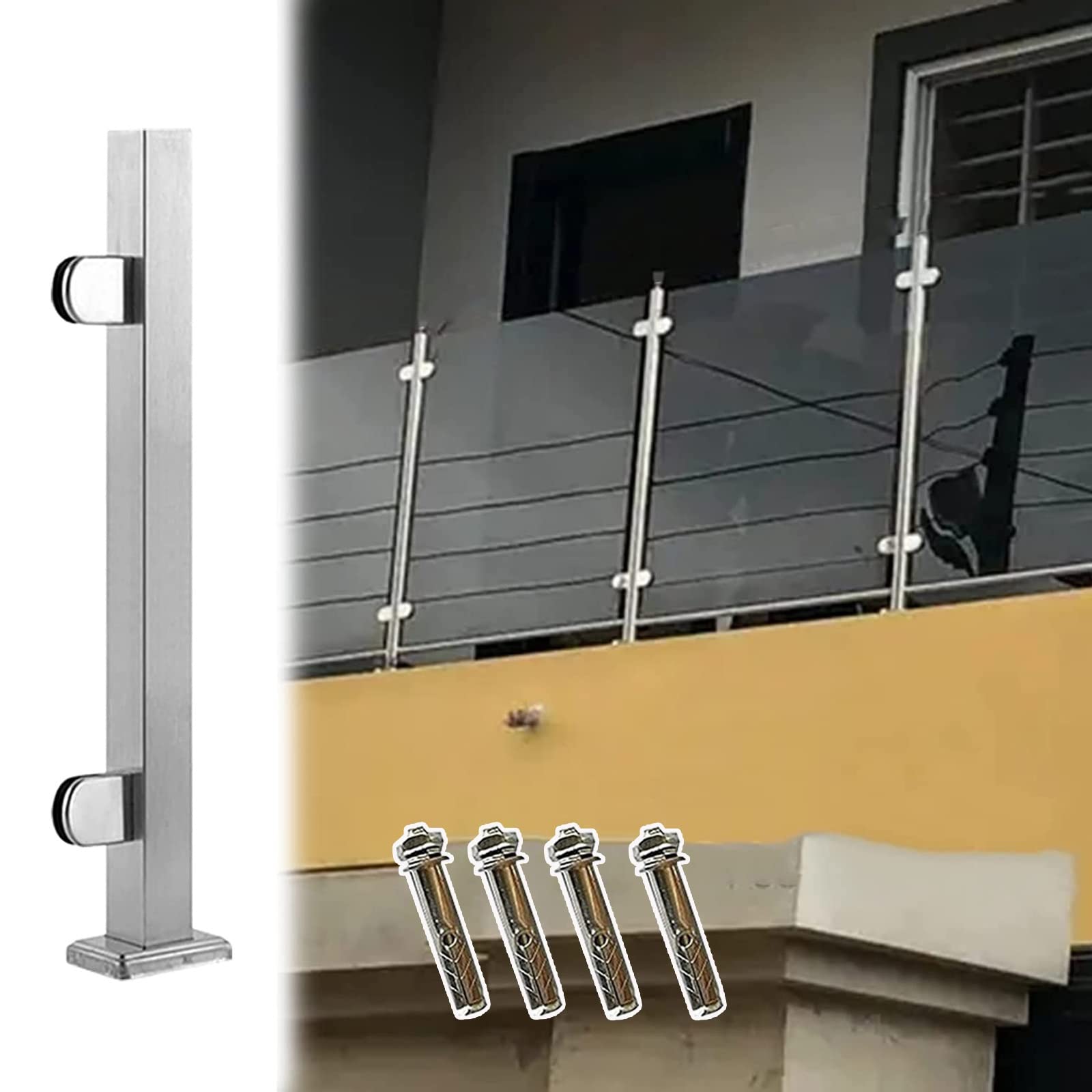 Poteau de garde-corps en verre anti vent pour sécuriser un balcon