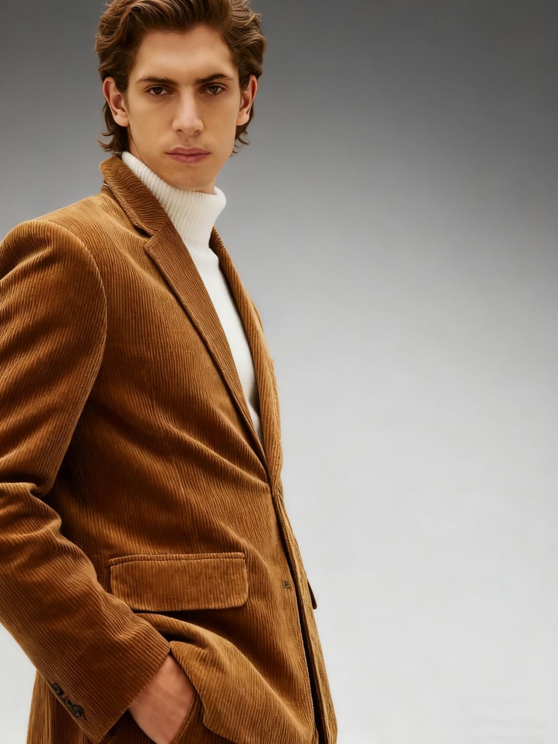 Blazer en velours côtelé pour homme - Coupe ajustée - Pour mariage - Classique - Pour le travail et le dîner