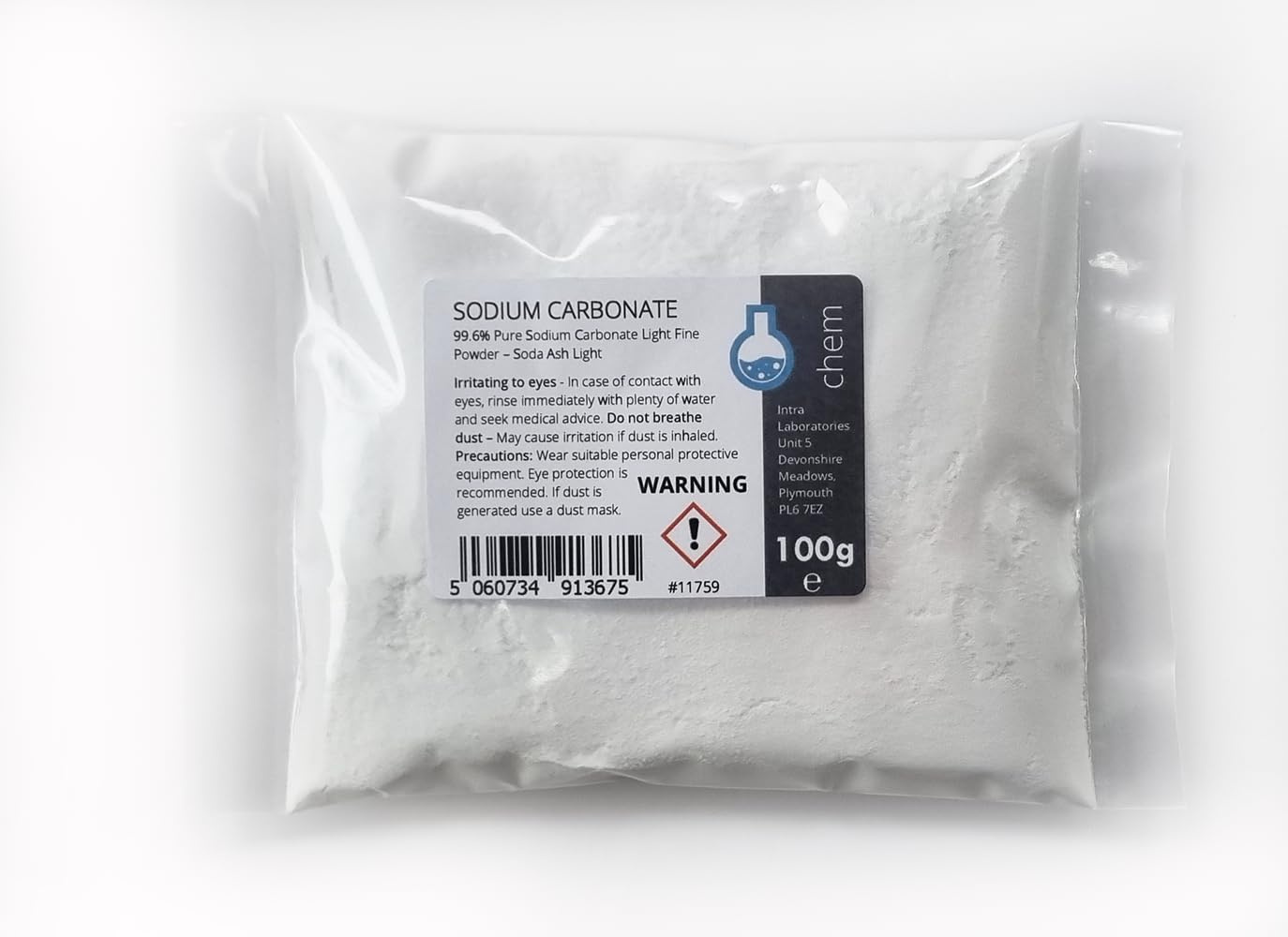 Intralabs - Sodium Carbonate Light Fine Powder 100g - Soda Ash Light