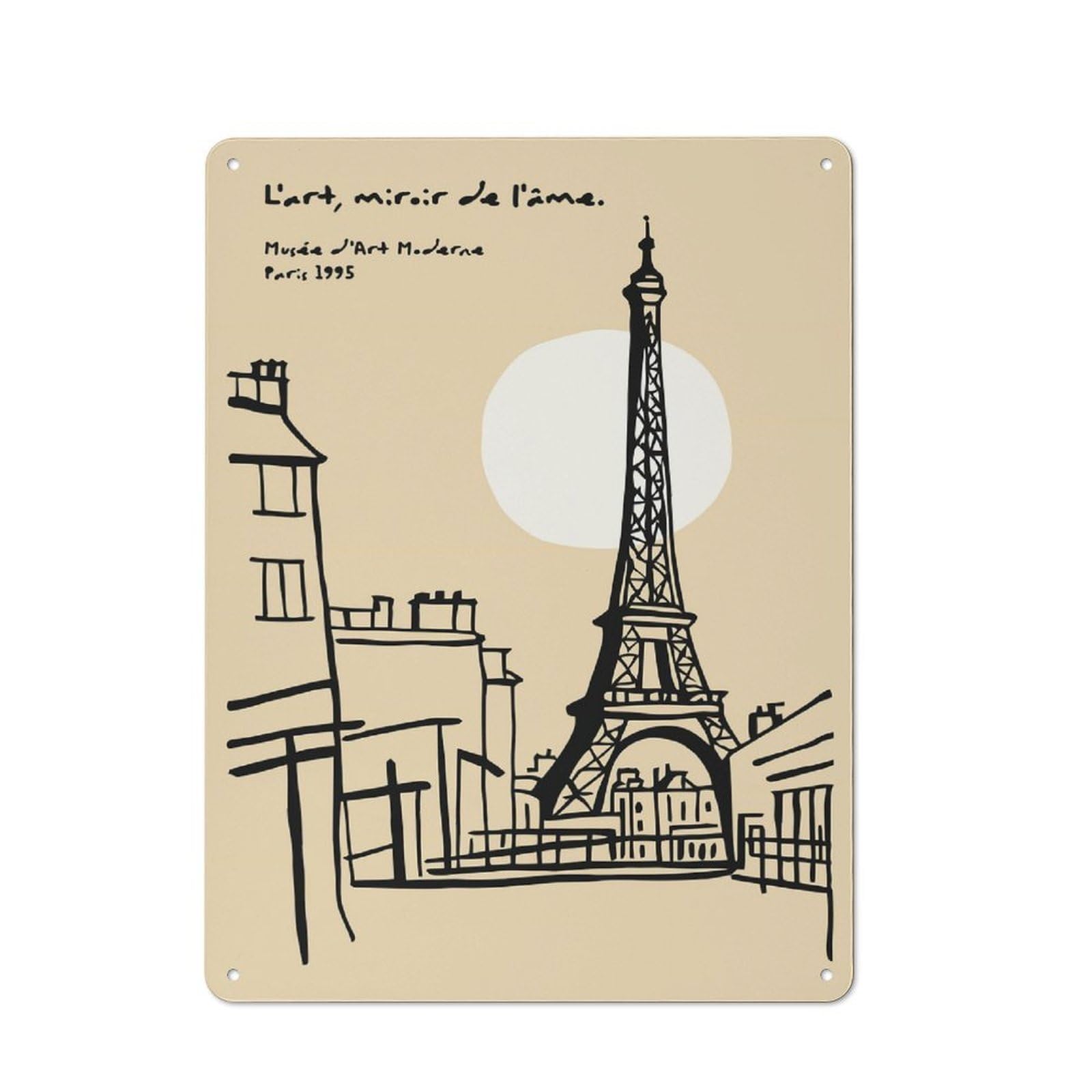 Junmoney Style-11 Parisian Scene With Eiffel Tower(2) Vintage Tin Wall Plaque 40X30cm For Home Bar Wall, For Vintage Wall Decor Fans, For Home Office And Studio Walls
