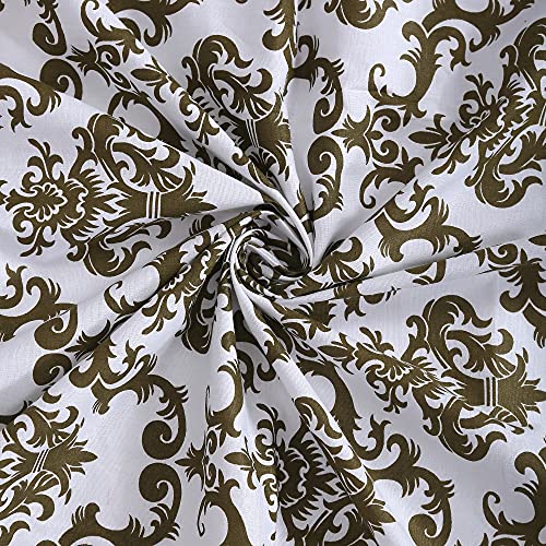 Image of Swayam Pure Cotton Double Bedsheet with 2 Pillow Covers | Size 90 x 100 inch | 160 TC | Ethnic Motifs Design | Soft Breathable Bed Sheet | Comfortable & Durable for Bedroom - White & Brown