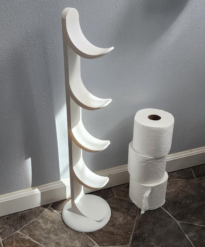 Freestanding Toilet Paper Tower with Custom Roll Capacity, Marble, 5