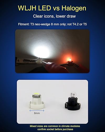 Miniatura 7 de WLJH - Panel de luz LED indicador de tablero de instrumentos, 10 unidades, T3, T4.2, T4.7, Neo Wedge