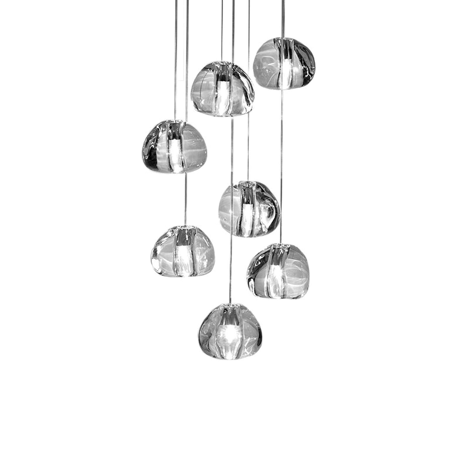 Lustre Moderne En Cristal Pendentif Lumière LED Goutte De Pluie Suspendus Lumières Haut Plafonnier Luminaire pour Salon Salle À Manger Couloir Hall Escalier G4 Ampoules (7 lumières)