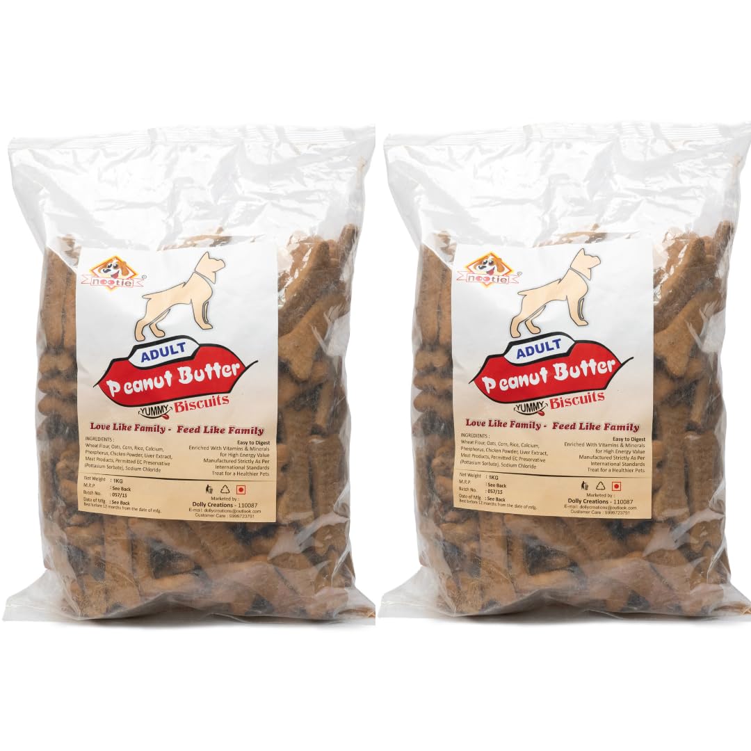 Nootie Freshly Baked Cookie Treats | Dental Roll Dog Treat for All Dog Breeds | Highly Nutritional & Easily Digestible Treats | Peanut Butter & Real Chicken Flavour | Combo Pack of 2 (1kg each) (B01MR2B2JQ) Amazon Price History, Amazon Price Tracker