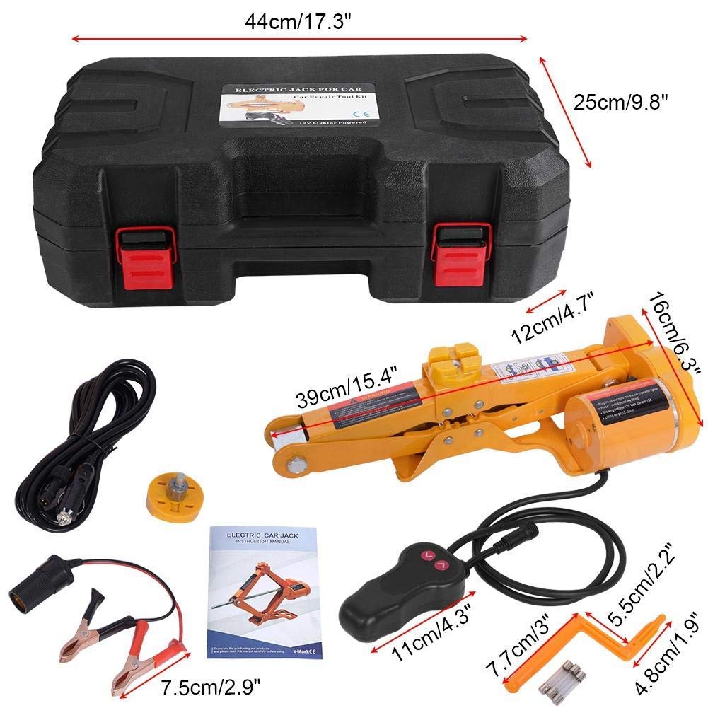 Ejoyous Elektryczny Podnośnik Samochodowy, Hydrauliczny Podnośnik Nożycowy, 12V DC, 2T, Płaski, z Kontrolerem, do Wymiany Opon, SUV, Vanów