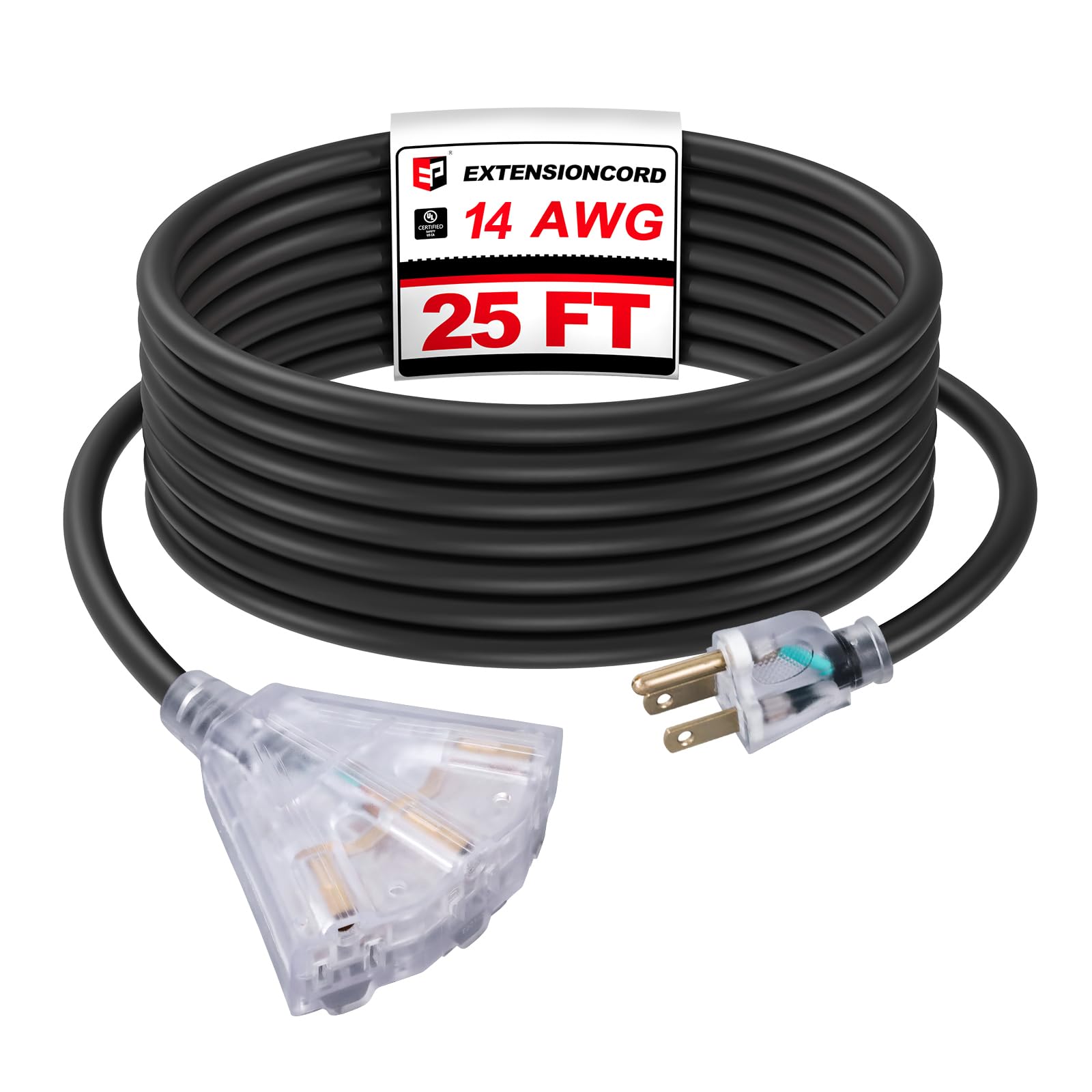 EP 25 Ft Outdoor Extension Cord with 3 Outlets