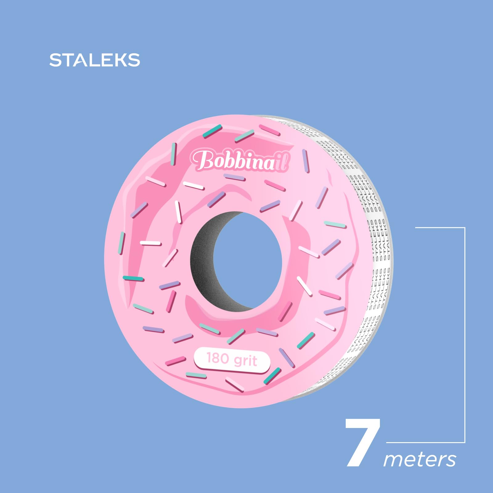 STALEKS PRO BOBBINAIL Recharge jetable de lime blanche adhésive en rouleau Expert pour Donut Distributeur de lime 6 m Grain 180