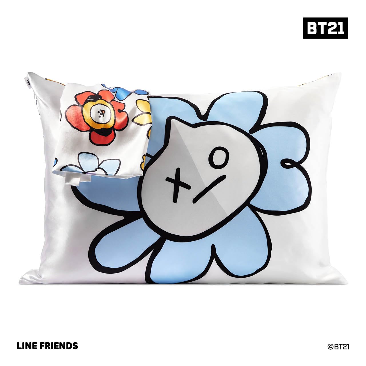 Kitsch x BT21 Satin Pillowcase with Zipper for Hair & Skin, Softer Than Silk Pillow Cases, Queen Pillow Covers - Image 2