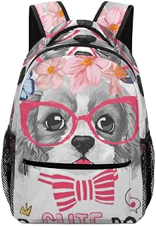 ColourLife Mochila escolar para cães com coroa floral para laptop, bolsa de livros, para homens, mulheres e estudantes