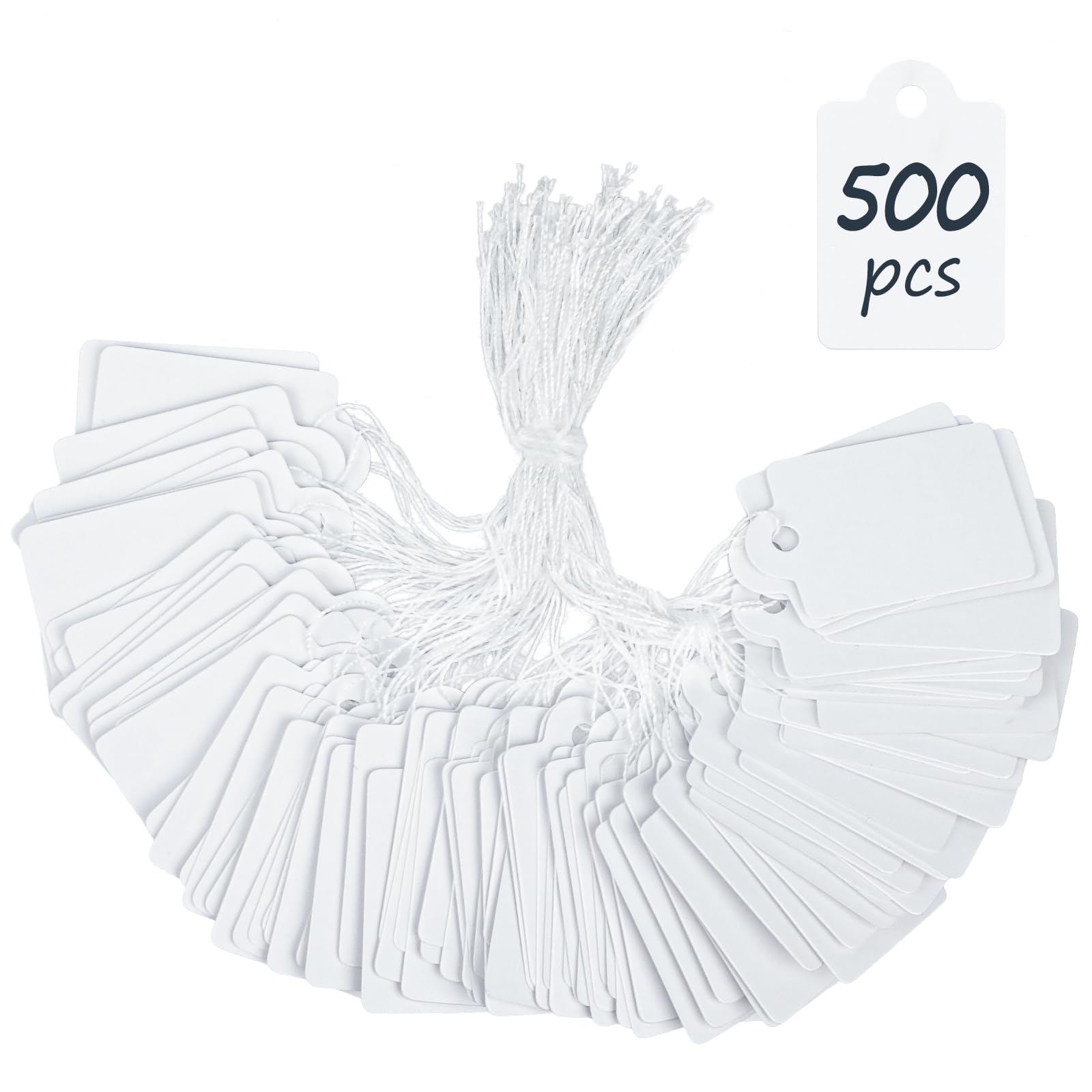 Uniclife 500 Pcs Pink Price Tags 1 3/8" x 7/8" Writable Price Labels White Display Tag for Pricing Clothing Jewelry Blank Hang Tags Merchandise