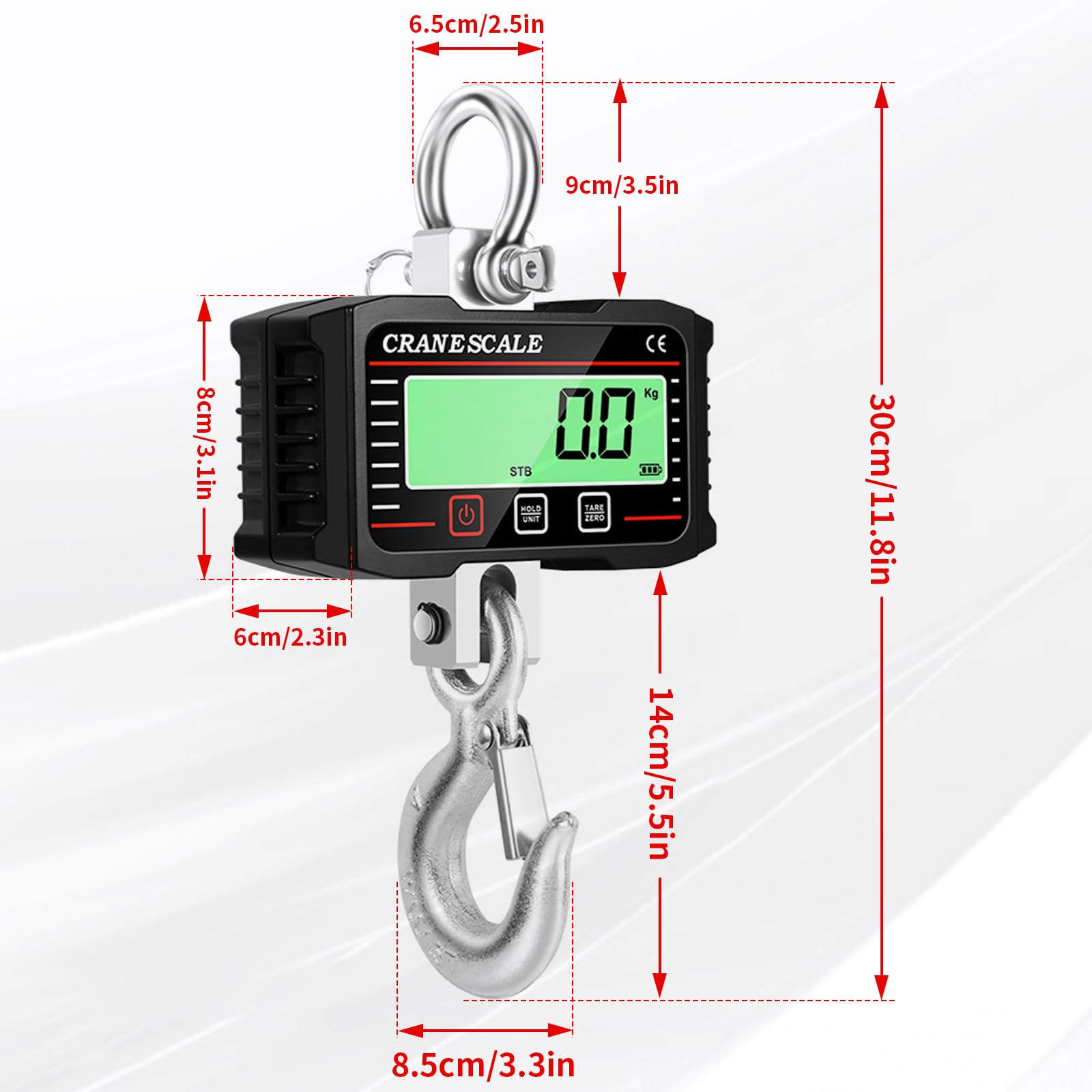 Bilancia per gru 2000kg 4000 lb digitale portatile con telecomando sensore precisione display LCD kg lb N