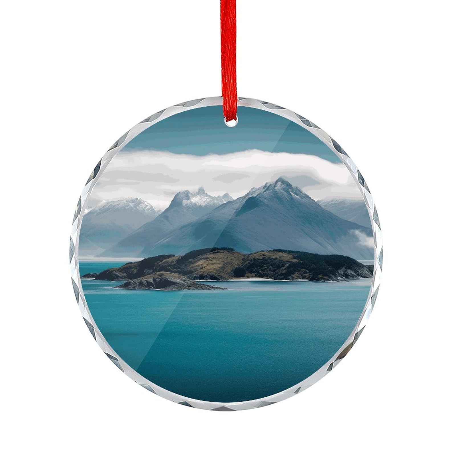 Fodpand Women's Style Islands And Mountain Round Glass Ornament Keepsake Gift Exchange Ideas Car Decor,Christmas Ornaments For Tree Window Garden Ornaments