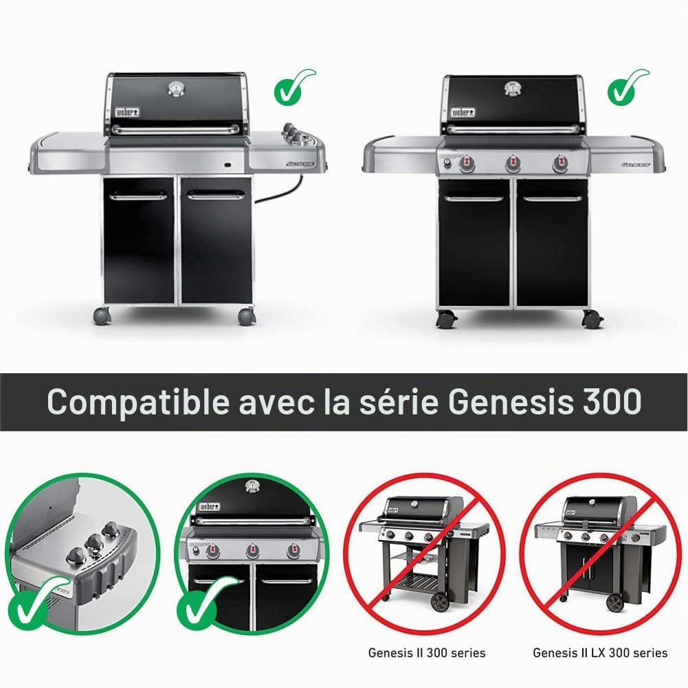 onlyfire Grille de Cuisson en INOX pour Barbecue à Gaz Weber Genesis 300 Seire - Remplacement pour Weber 7528-2 Pièces - 49.5 x 32 cm