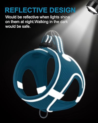 Vista 24 de Joytale arnés para perro, 12 colores, chaleco de malla transpirable, arnés acolchado suave reflectante para perros medianos, negro, XL.