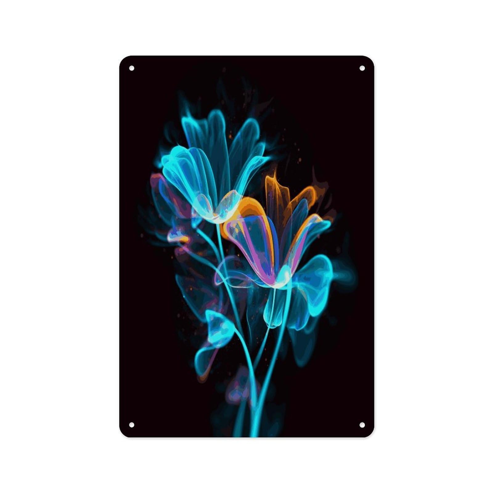 Fekiloot Style Neon Flowers Wall Decor Metal Signs Tin Signs Poster