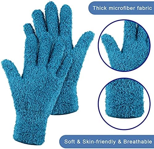 Bencailor 4 Pairs Microfiber Dusting Gloves Washable Reusable Cleaning Gloves Mittens for Plants House Cleaning Car Blinds - Thumbnail 4