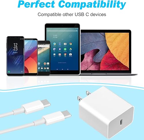 Miniatura 7 de Cargador de pared rápido USB C de carga rápida para Samsung Galaxy S20 FE 5G y otros dispositivos Pixel (adaptador de corriente PD de 18 W 3 A +