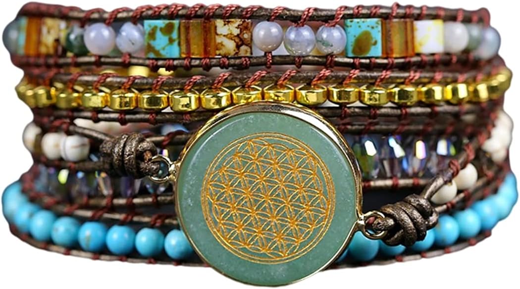 ZOSOJONA Women Wrap Bracelets Boho Natural Stone Jasper Turquoises Strand Bracelet Jewelry Collection