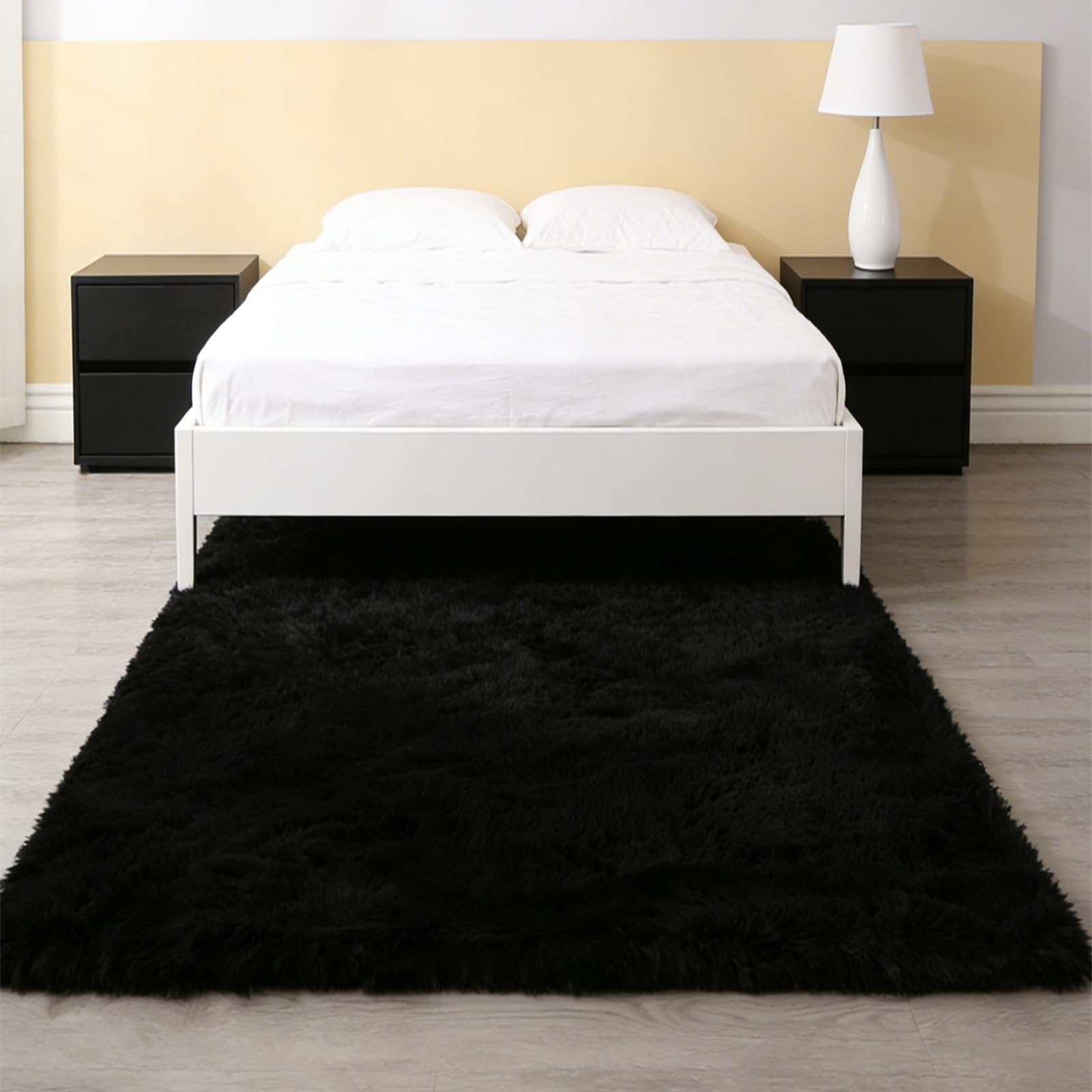 Tapis lavable salon noir 160 x 200 cm rectangulaire moderne