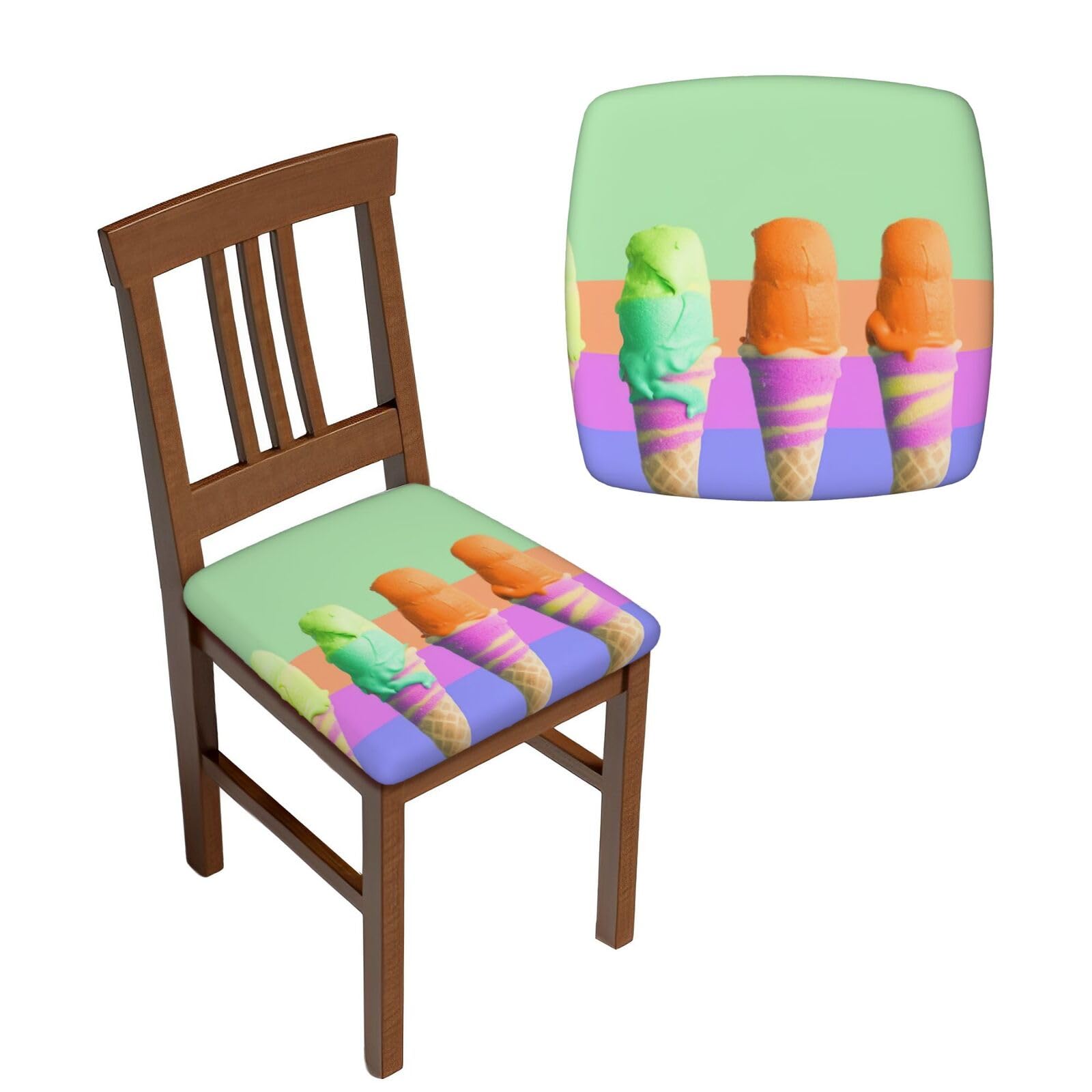 Housses de chaise lavables pour cuisine familiale, protection stretch arc-en-ciel x6