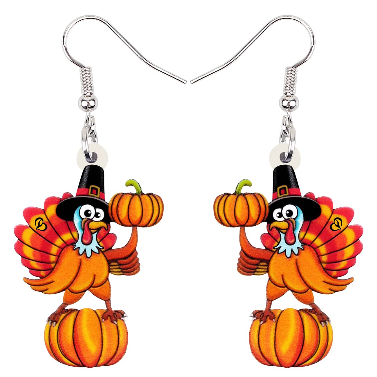 WEVENIAcrylic Fall Thanksgiving Pumpkin Turkey Earrings Anime Chicken Dangle Drop Fashion Jewelry For Women Girls Gift