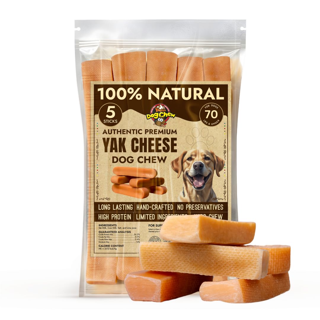 Tibetan Dog Chew Yak Cheese Sticks for Aggressive Chewers | Natural, Long Lasting & Easy to Digest with No Additives, Rawhide, Grains, or Gluten | 2 Medium, 2 Large & 1 Extra Large Chew, Mix Pack 1lb