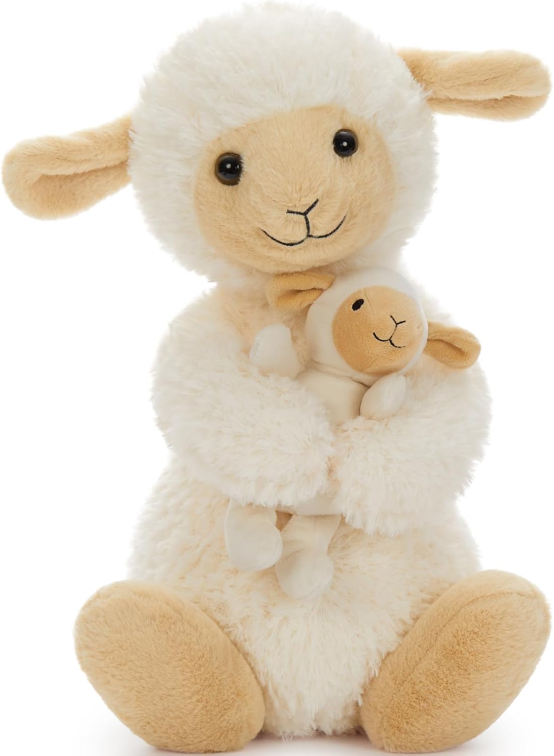 Tezituor 2-in-1 Large Sheep Stuffed Animal, 16 Inch Big Stuffed Sheep Plush with Baby Toy for Girls Boys, Cuddle Hugging Lamb Plush Gift for Birthday Christmas
