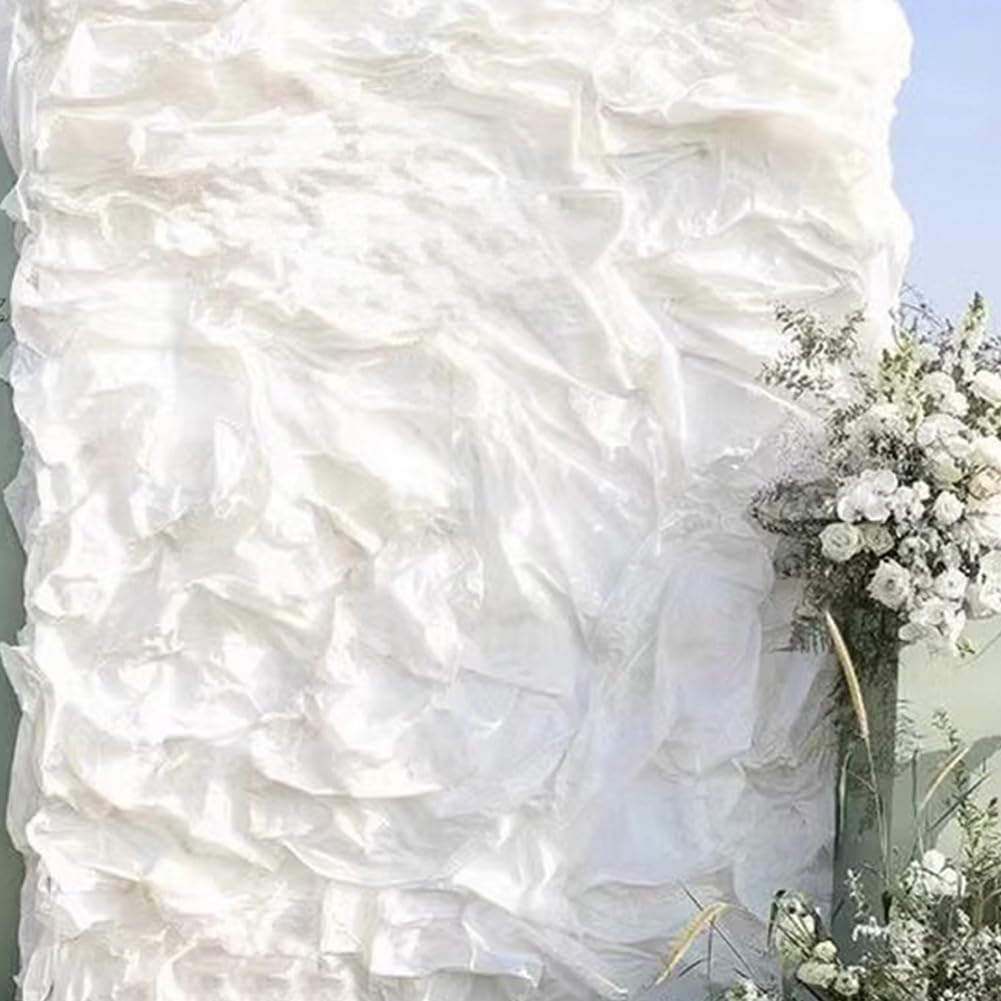 Plissierter Stoff 150 cm Breit Chiffon-Spitzenstoff Polyester-Gewebe DIY Stoff Plissiert gerafft Stoff für selbstgemachte Kleider, Vorhänge, Kostüme, Hintergrund, Hochzeit Grün 1# 5m