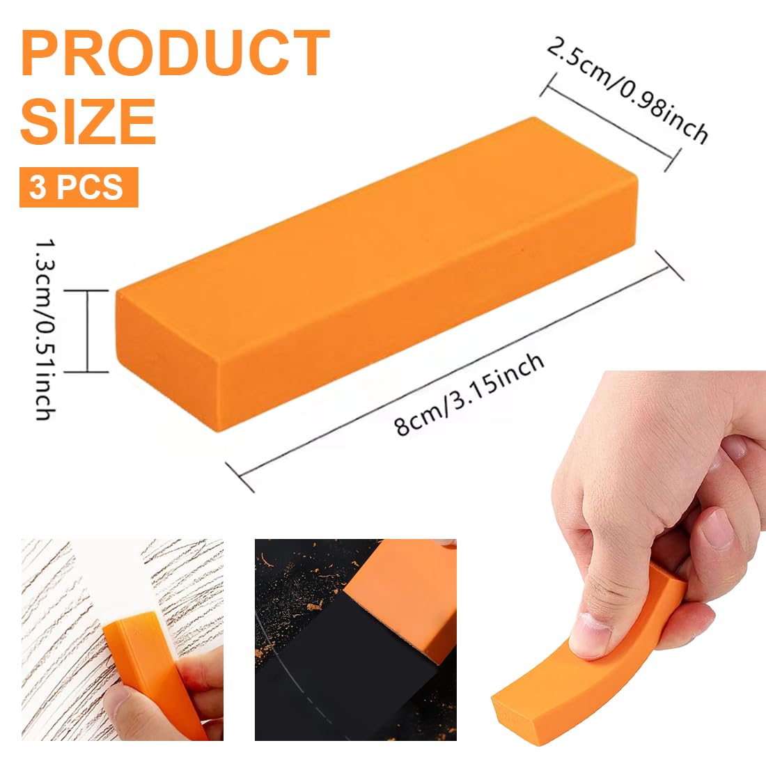 3 PCS Kit para borrar arañazos de Acero Inoxidable,Borrador magico,Gomas Mágicas Anti óxido - Elimina Manchas de Agua y Óxido en Utensilios de Cocina