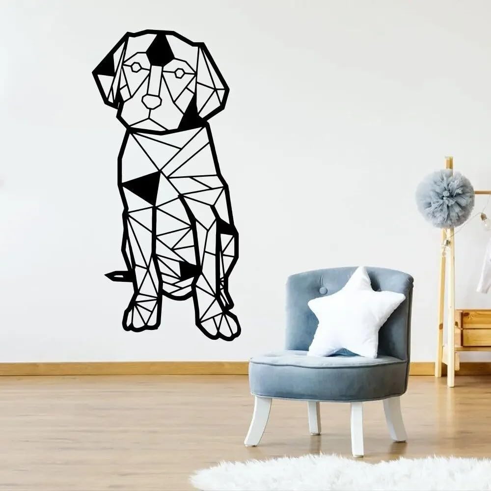 Cartoon Geometric Dog Wall Decal Children Kids Room Pet Grooming Salon Puppy Animal Wall Sticker Playroom Shop Home 80cmhighx38cmwide