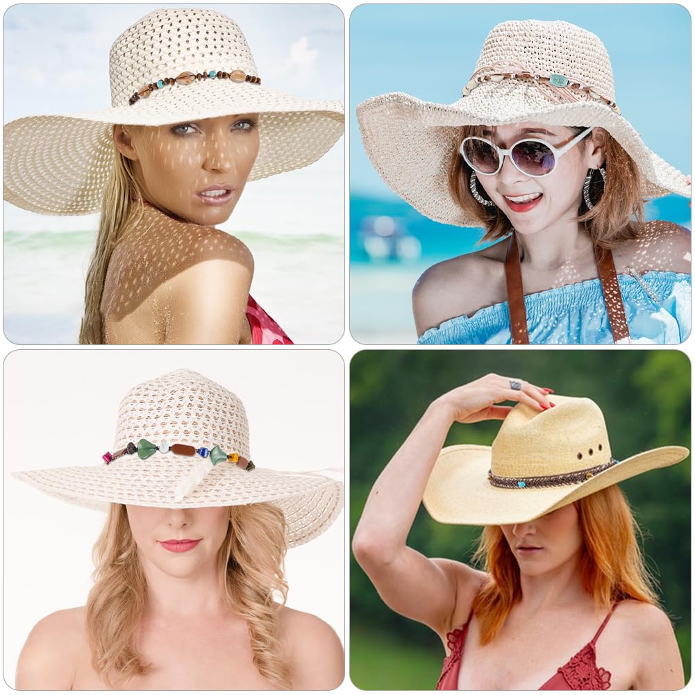 GORGECRAFT 4 Stijlen Cowboy Hoed Bands Turquoise Etnische Westerse Hoed Lederen Riemen Landelijk Klassiek Mexicaanse Cowgirl Kralen Verstelbare Traditionele Hoedbanden Vervanging voor Vrouwen Mannen