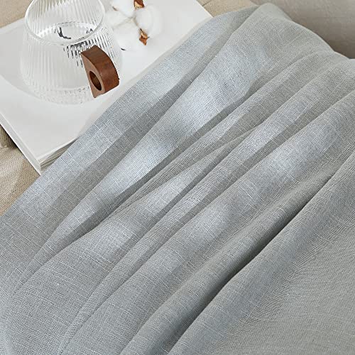 NICETOWN Linen Light Gray Curtains for Living Room, Grommet Top Flax Linen Blend Semi Sheer Eclectic Drapes Privacy with Light Filtering for Kids Room/Bedroom, W52 x L84, 2 Pieces