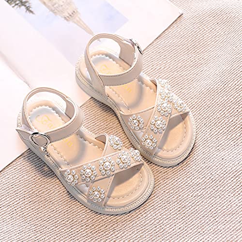 Baby Boys Girls Toddler Summer Shoes Sandals Outdoor Beach Anti-Slip Soft Sole Sandals Princess (Beige, 1.5 Big Kids)3