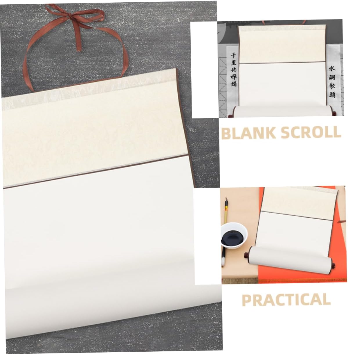 Tofficu 2pcs Blank Calligraphy Scroll Paper Water-Absorbing Art Wall Scroll for Painting Drawing Calligraphy Smooth Texture Lightweight Design for Home Office Decor