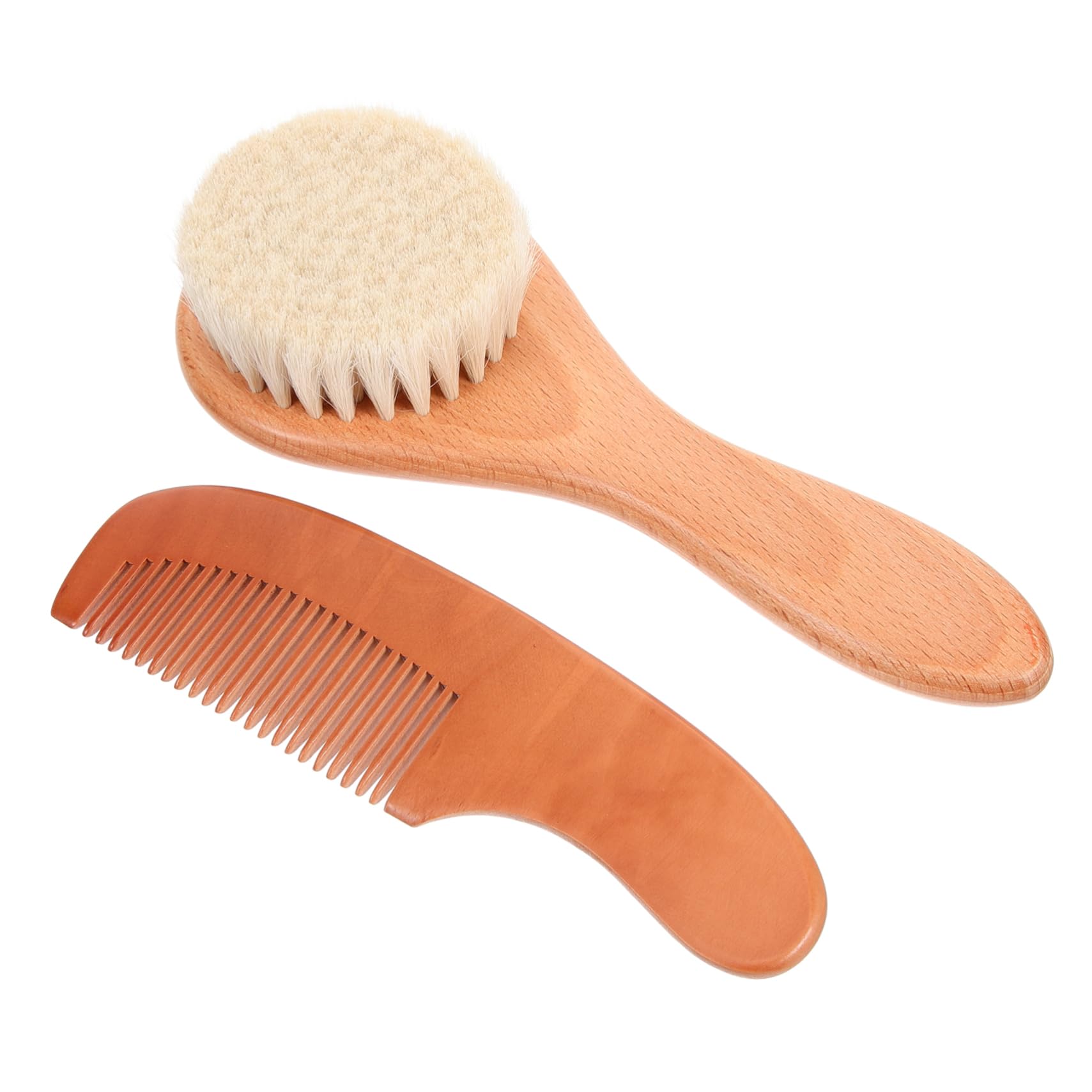 RORPOIR Wool Brush and Comb Set for Newborn Baby Hair Brush Set Hair and Comb Wooden and Kit