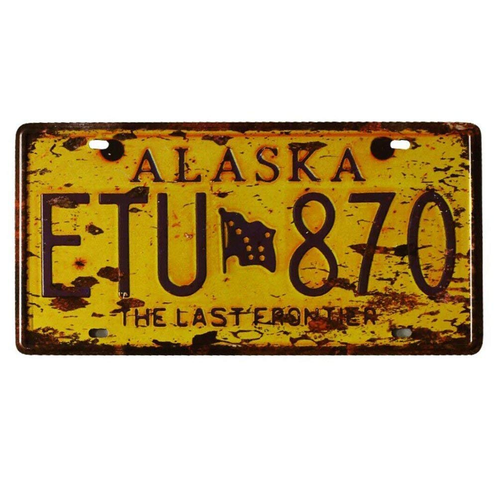 Shinewe Vintage Tin Sign Metal Poster License Plate Fit For BAR PUB HOME Decoration 15x30cm (ALASKA ETU-870)
