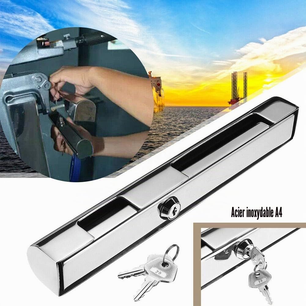 ANAJOY Serrure de Moteur Hors-Bord Marine Avec 2 Clés, Dispositif Antivol en Acier Inoxydable pour Yacht/Bateau de Pêche/Hors-Bord (Argent)
