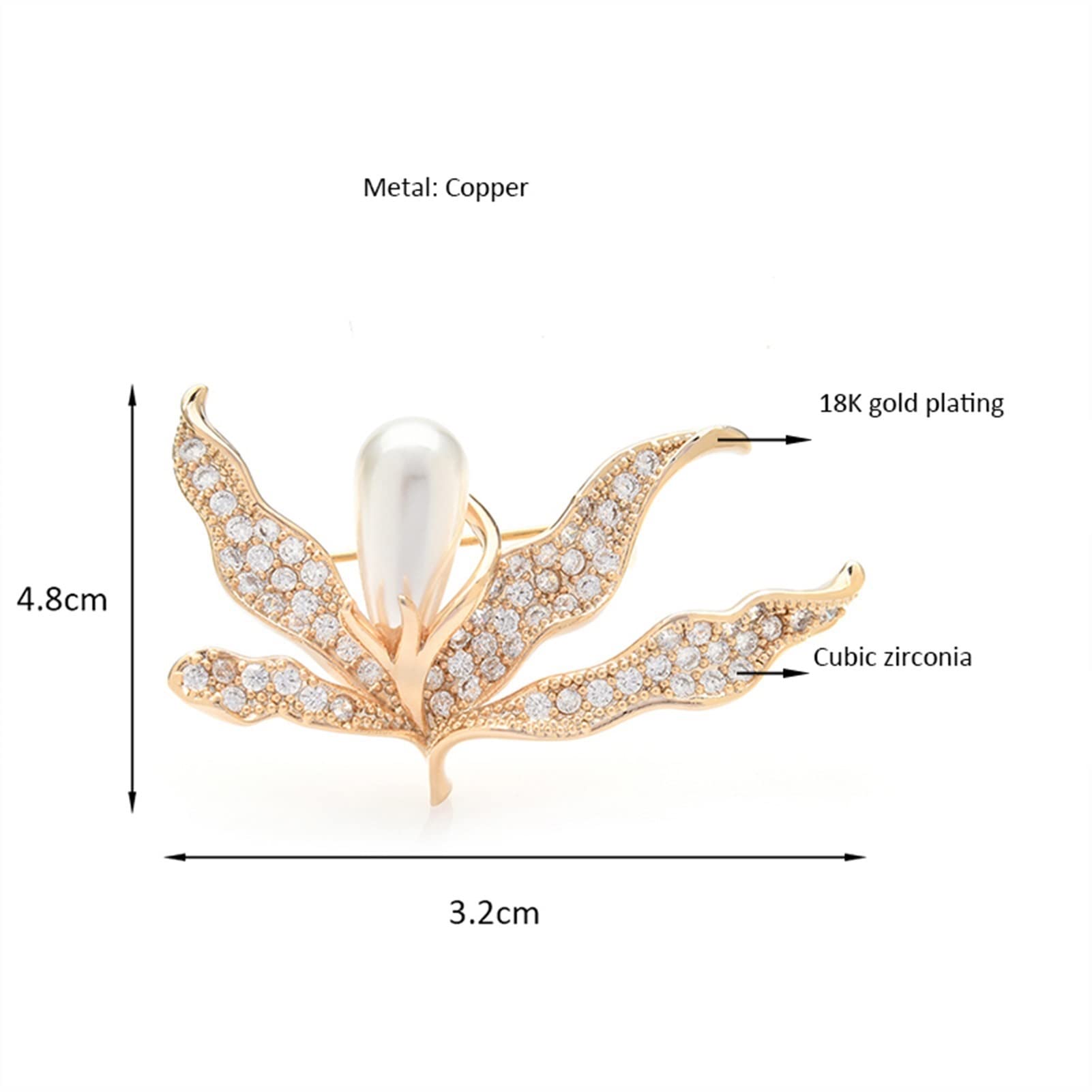 Broches para Mujer, Accesorios de Moda para Mujer, Broche de Flores, Broche de Perla con circonita cúbica para Chaqueta, cárdigan, Abrigo, broches de Moda.(A Gold)