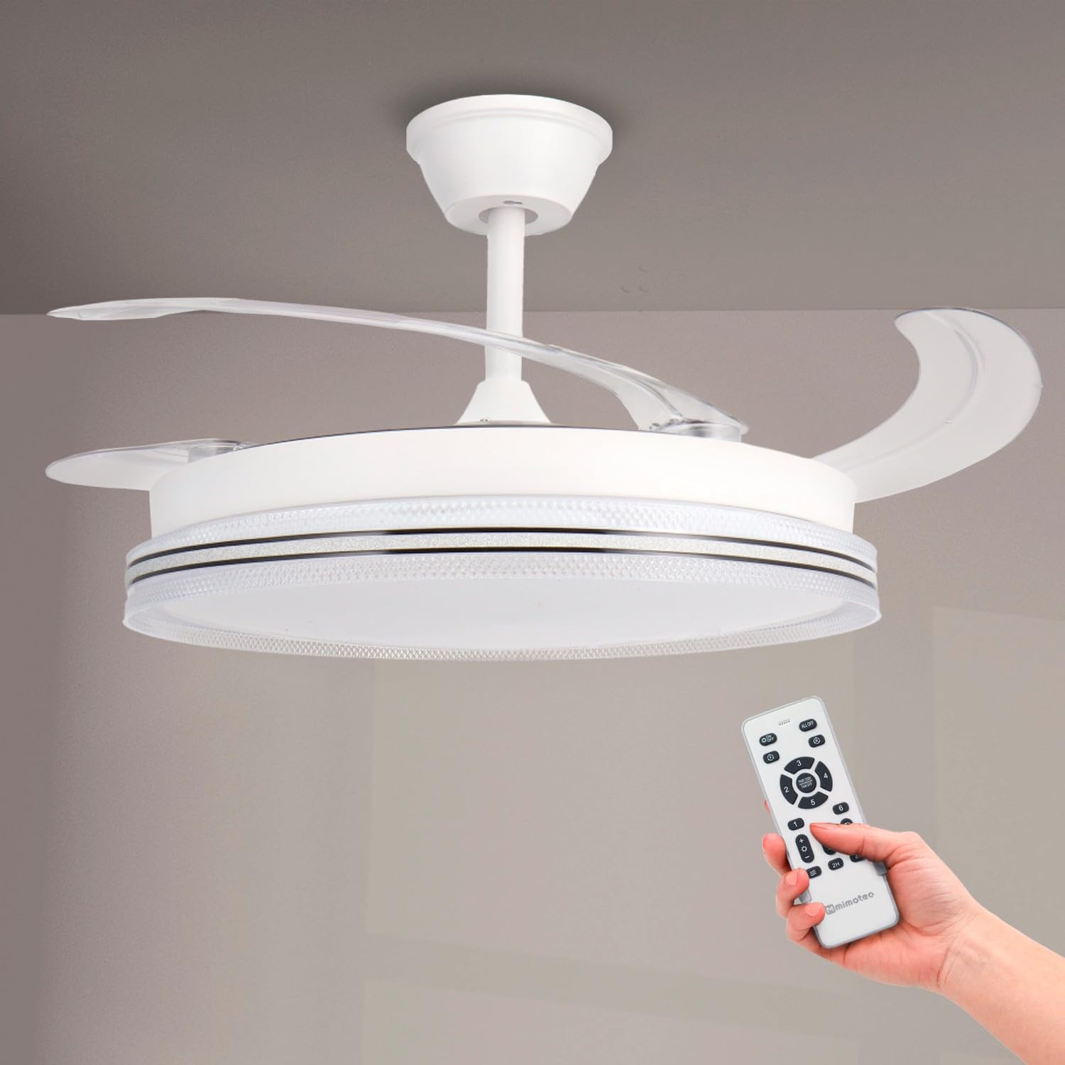 Ventilador de Techo Led White Decor, Temperatura de color regulable, Función Verano/Invierno, 6 velocidades, LM8853