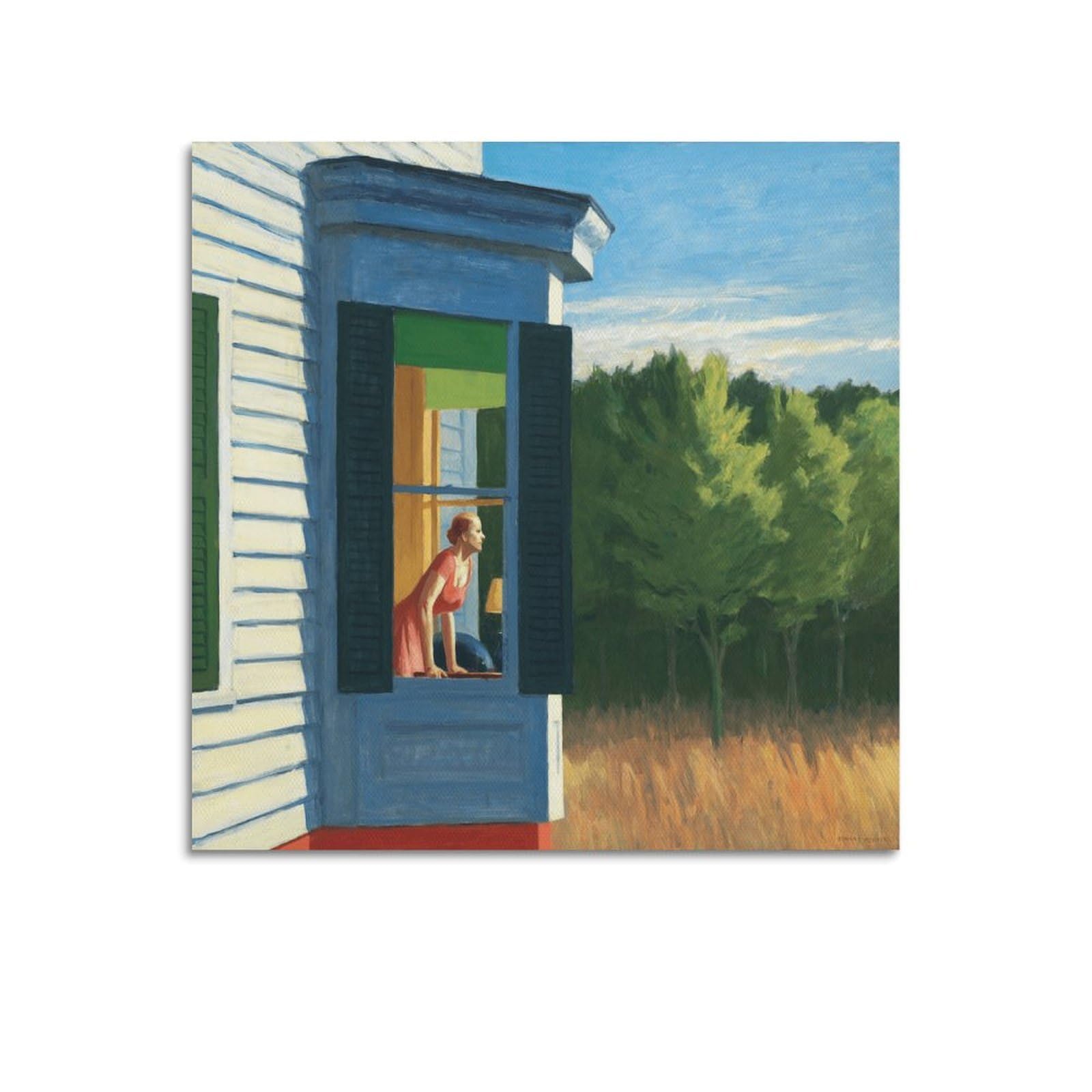 Sjwiner Unframe-Style Edward Hopper Aesthetic Cover Poster Design Painting For Living Room Bed Room 16X16inch(40X40cm)