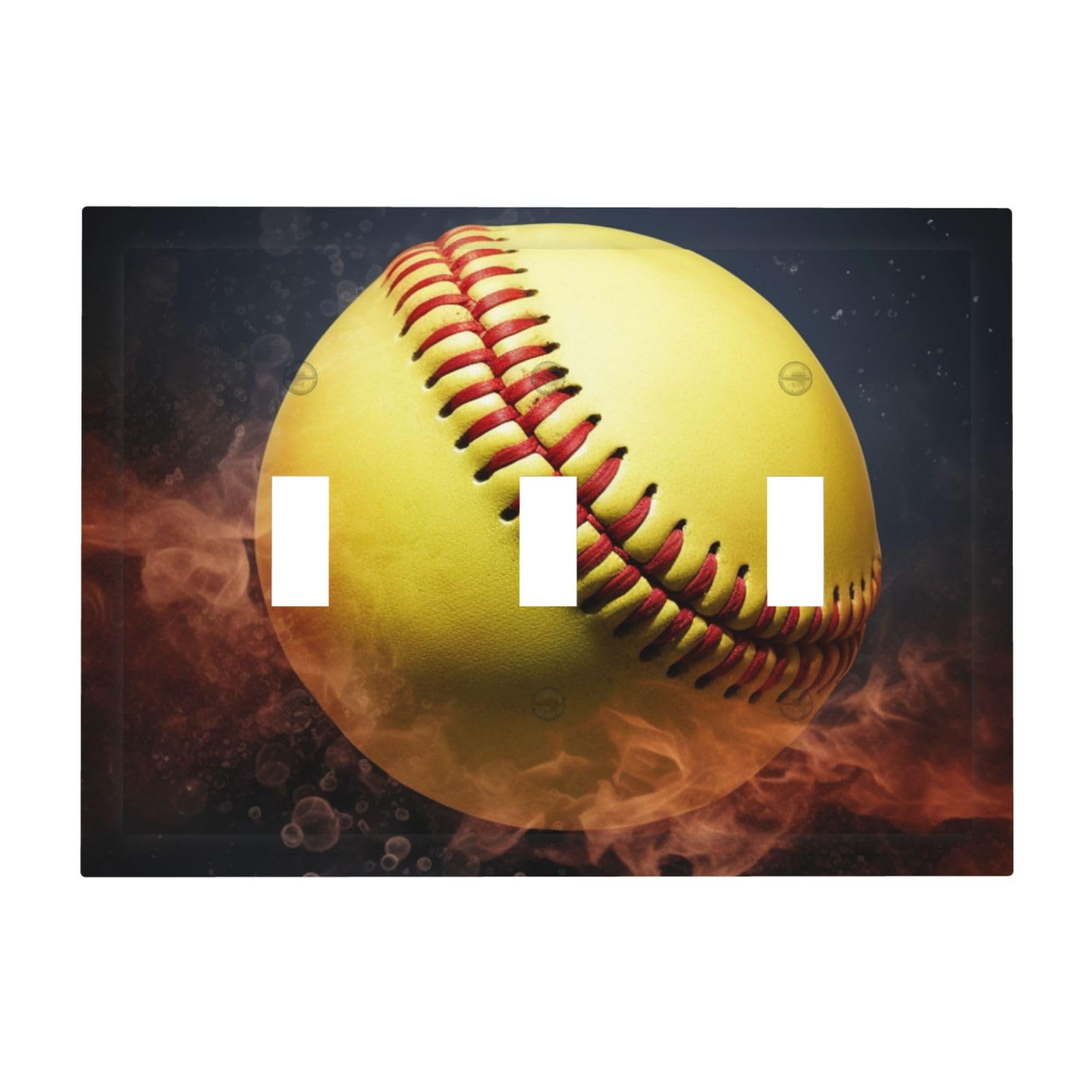 Kloph Softball Decorator Light Switch Covers Wall Plate 3-Gang Mid Size 6.7" X 4.8" Triple Toggle Switch Wallplate Decorative 3 Gang Wall Switch Plate Covers Polycarbonate Thermoplastic