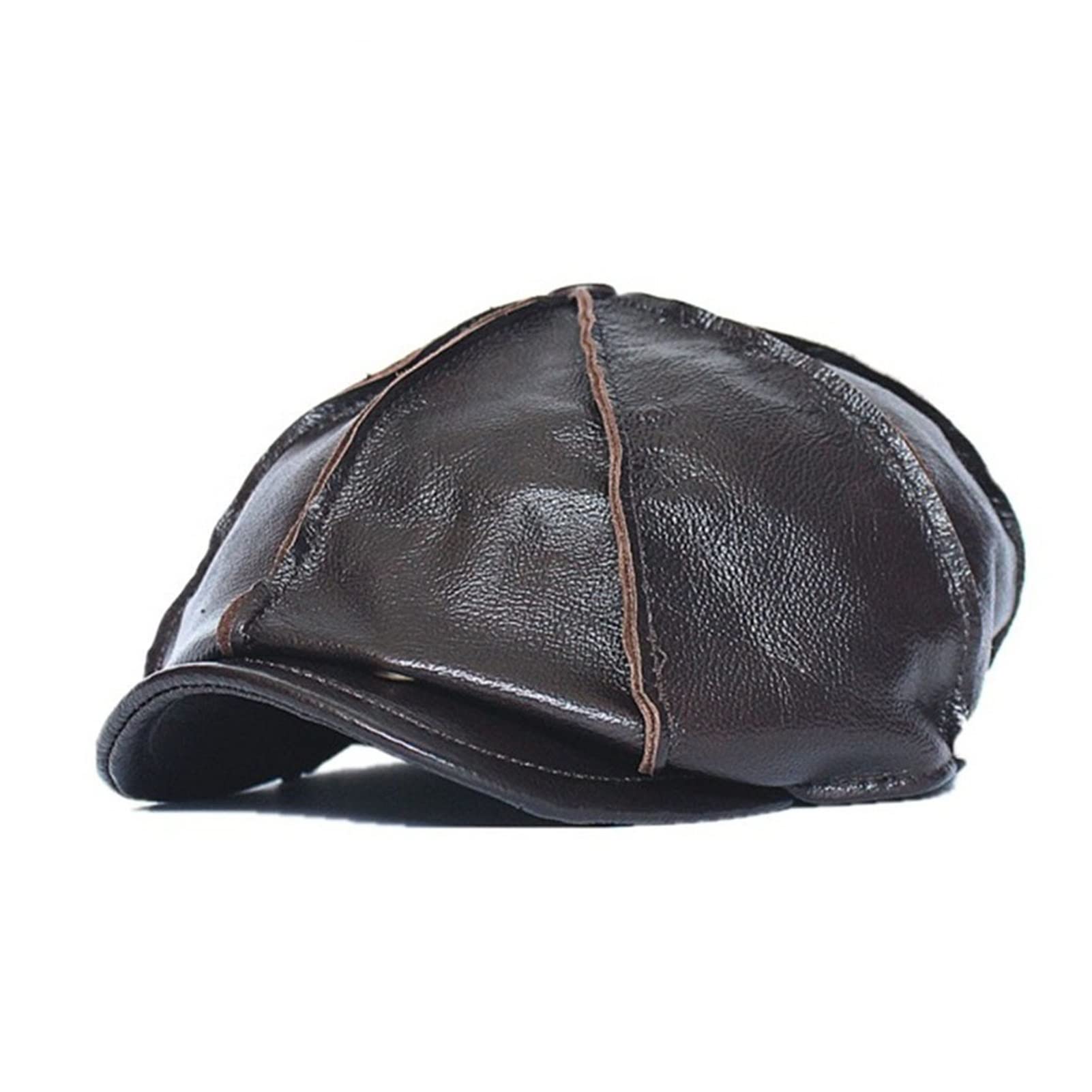 Newsboy Cap Mens Beret Prawdziwej Skóry Brown Vintage Jesień Winter Czapki dla mężczyzn Akcesoria