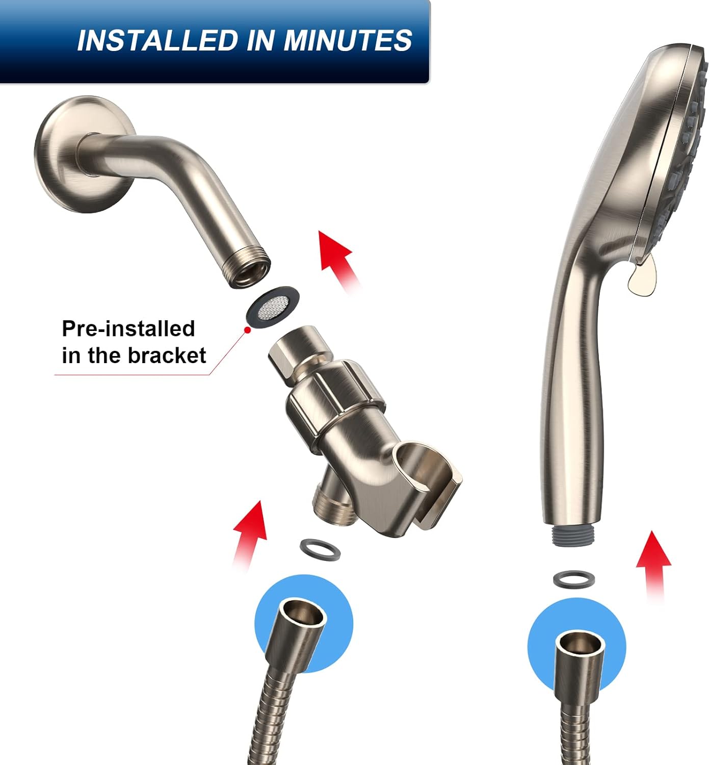 Buy HOPOPRO 6 Functions Handheld Shower Head Set, High Pressure Shower