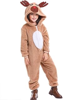 yolsun Kids Onesie Santa Costume, Cute Christmas Costume Cosplay for Boys&Girlsï¼ˆreindeer, 4-6 Yearsï¼‰