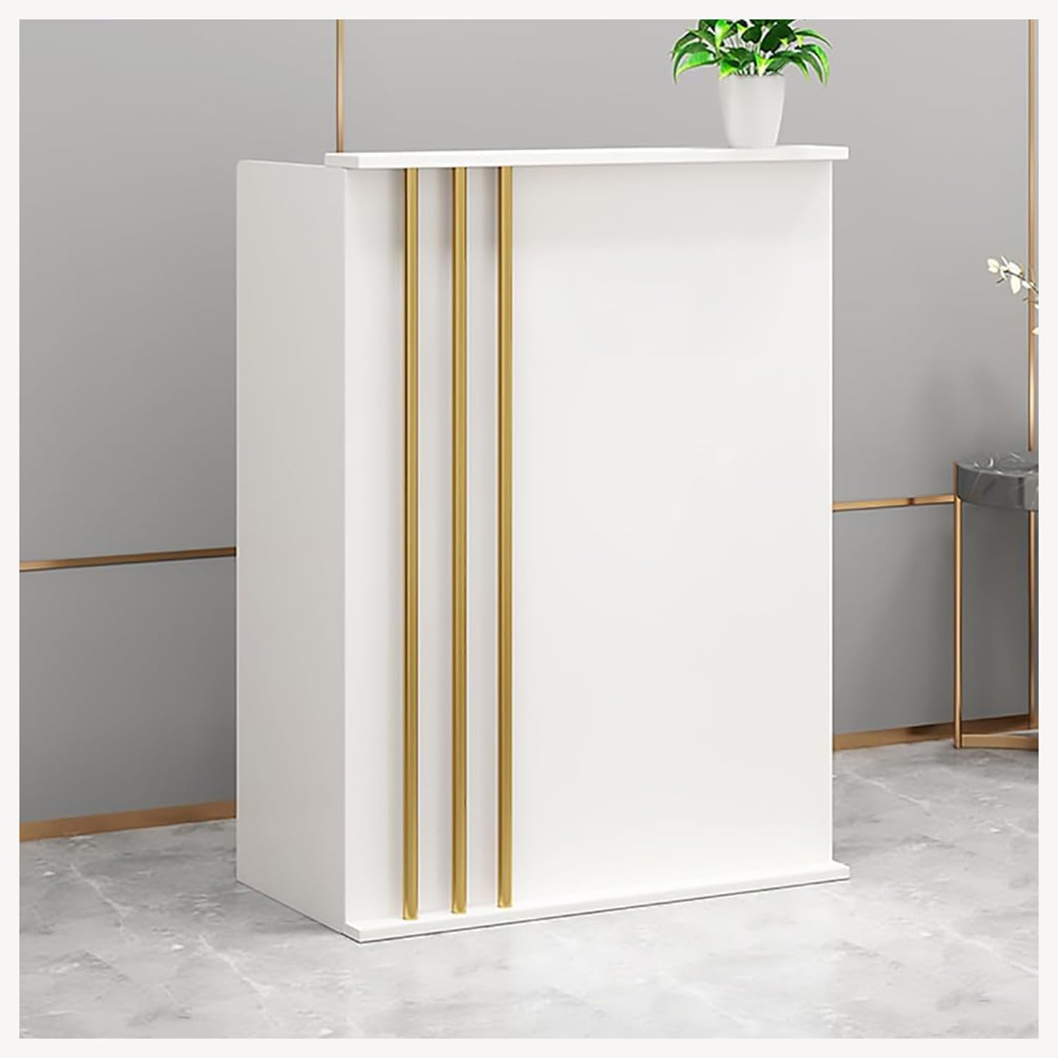 Modern Retail Payment Desk with Lockable Drawer, Stylish Reception Counter for Sales & Transactions, Sleek Design for Office & Store Use