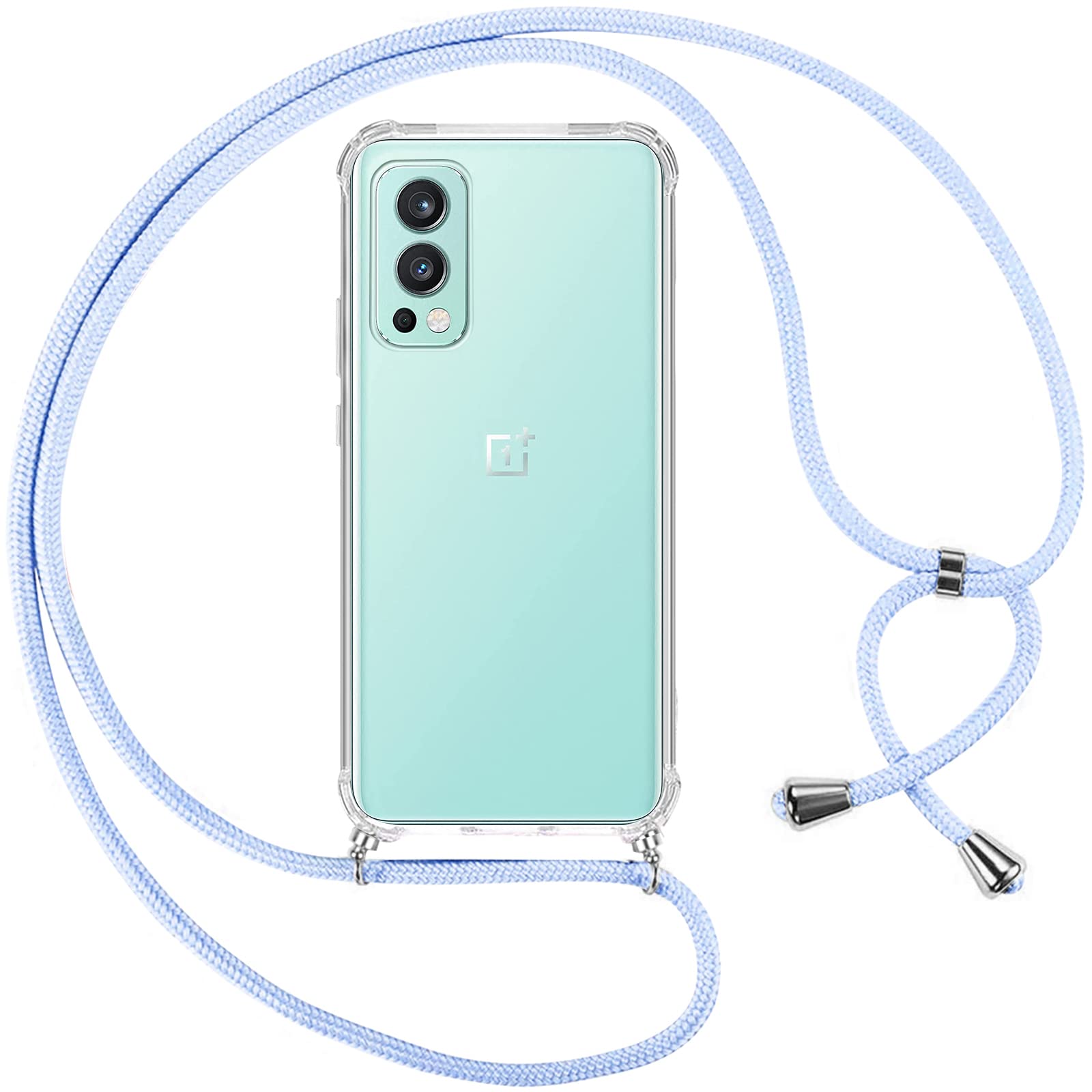 YAMCCCSE Funda Con Cuerda Para OnePlus Nord 2T 5G, Carcasa Transparente Suave TPU Silicona Case Con Ajustable Colgante Cordon Colgar Collar Correa De Cuello Cadena Cordón, Multicolor