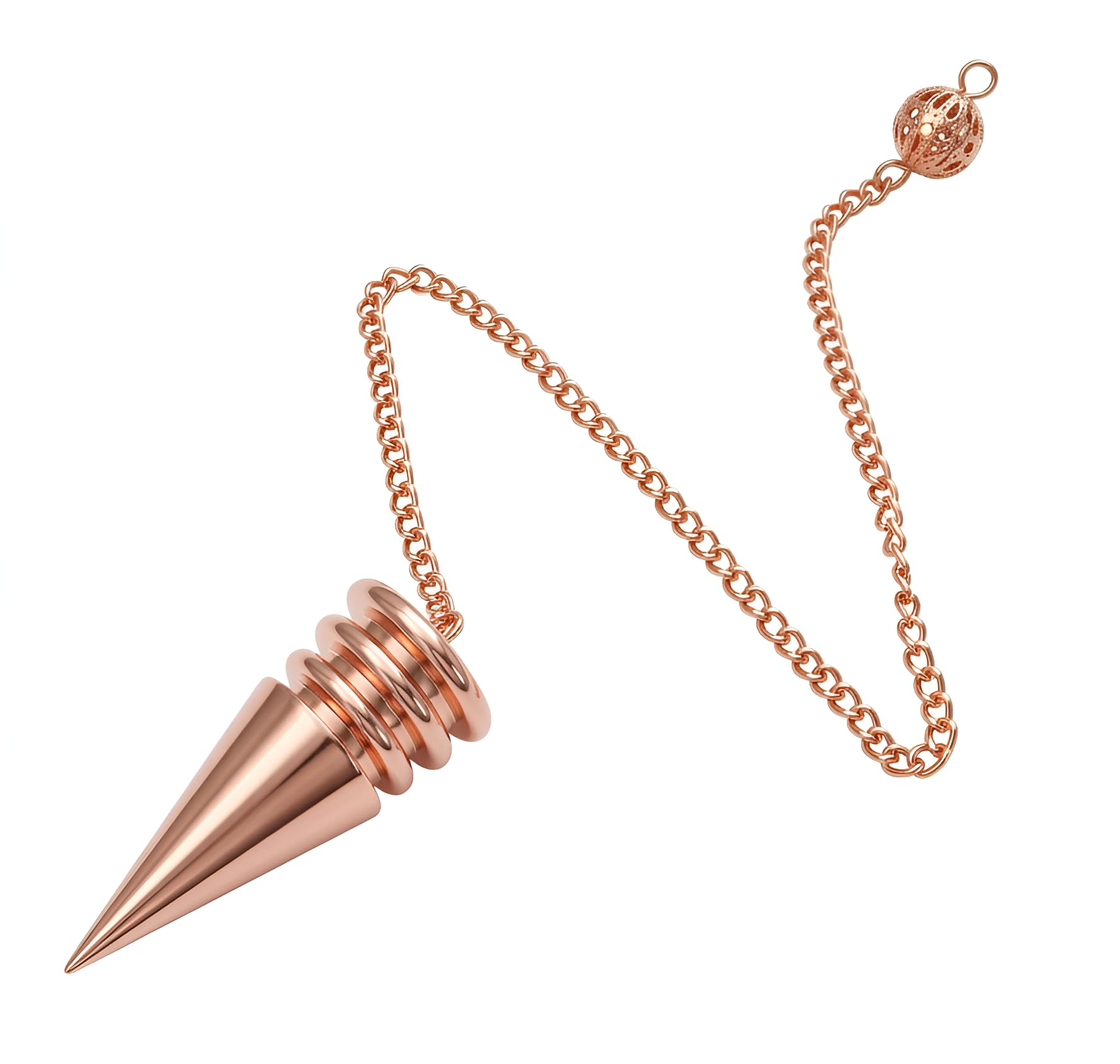 3 Ring Openable Long Cone Copper Pendulum for Reiki Healing, Dowsing &amp; Chakra Balancing – Divination &amp; Meditation Tool