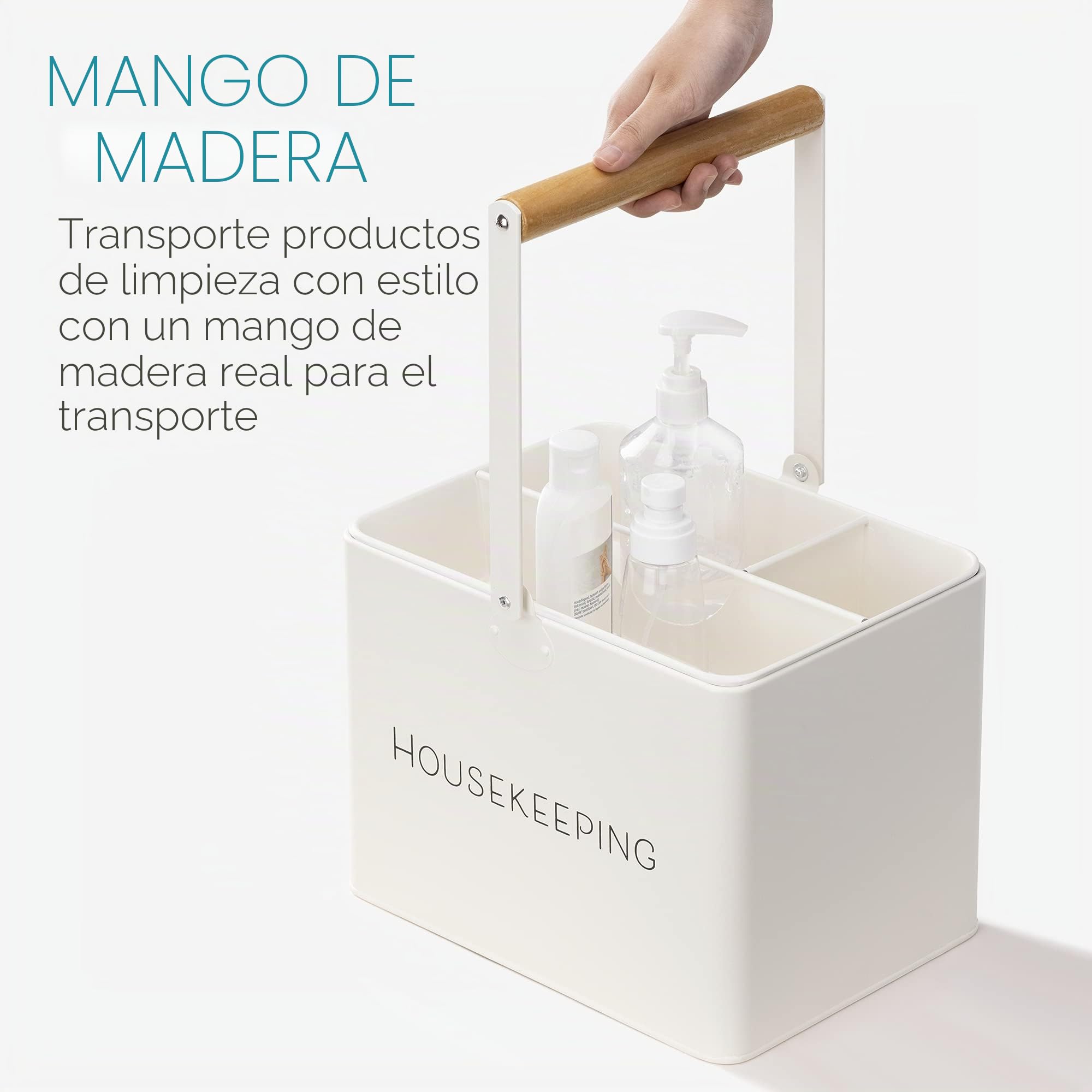 Navaris Cesta para Productos de Limpieza - Caja de almacenaje con 3X Organizador para Productos de Fregadero Cocina baño - 27,7 x 23 x 21 cm - Blanco