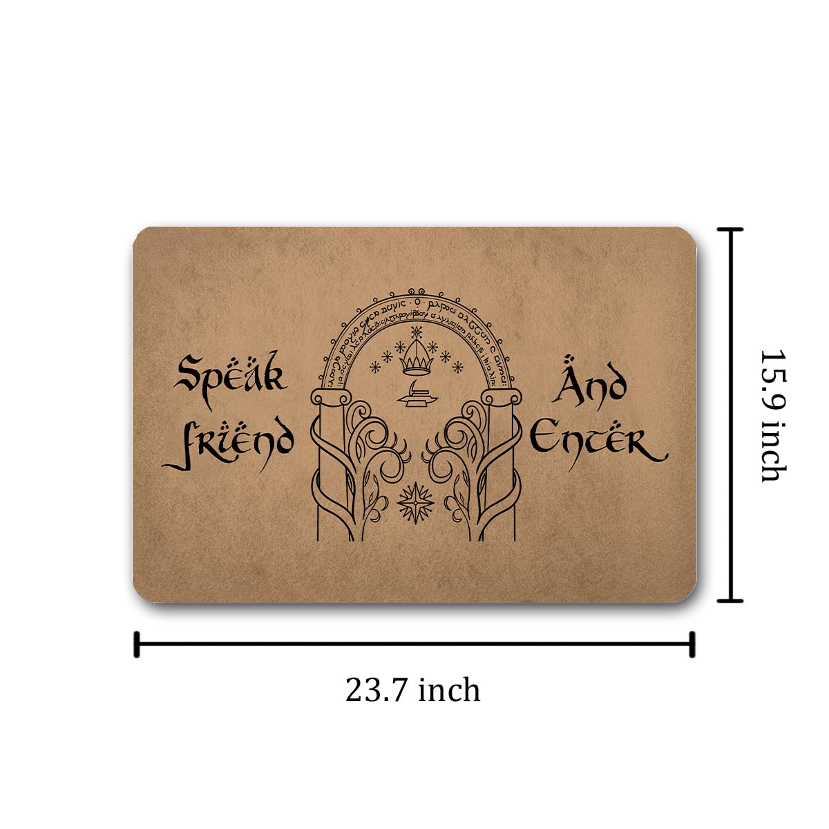 Divertido felpudo de bienvenida para puerta delantera, tapete de regalo para inauguración de la casa, decoración interior del hogar (60.2 cm x 39.6 cm) (habla amigo y entra)